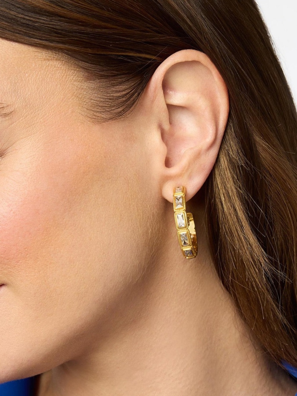 NWOT Julie Vos Baguette Hoop Earring - Picture 2 of 5